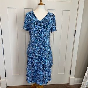 Coldwater Creek Blue and Black Midi Dress
